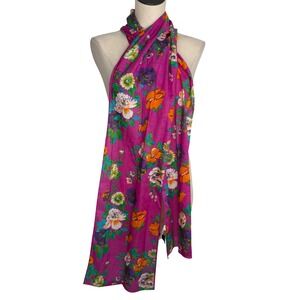 Echo Made in Japan Pink Floral Scarf 100% Cotton Rectangle Scarf